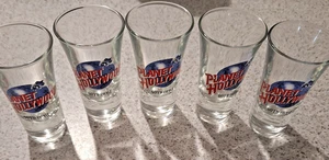 5 x Planet Hollywood Gold Coast SHOT GLASSES. 9cms tall - Picture 1 of 5