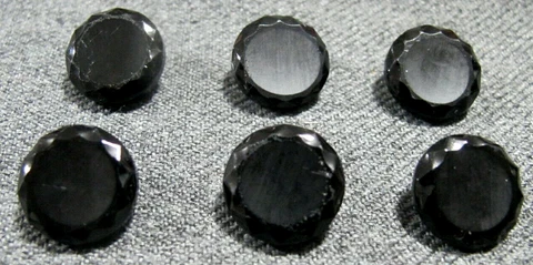 6 Antique black glass mourning wavy rims satin top buttons   #2 Cover