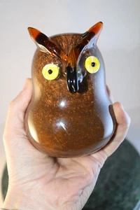"Estatuilla de búho de vidrio soplado a mano - pisapapeles 4,5"" de alto - 2,4 libras" - Imagen 1 de 8