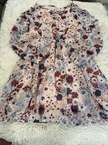 Epic Threads Girls Pink Floral Print Long Sleeve Sheer Dress- Size M - Picture 1 of 3