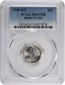 1946-S/S Roosevelt Dime RPM FS-503 MS67FB PCGS - Picture 1 of 2