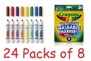 24 Crayola pennarelli lavabili ultra puliti 8pk colori classici ampia linea classe - Foto 1 di 1