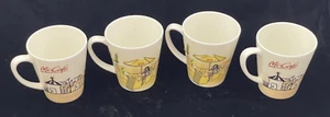 Set Of 4 McDonalds McCafe Brown Yellow White Coffee Mugs (2 patterns) - Picture 1 of 10