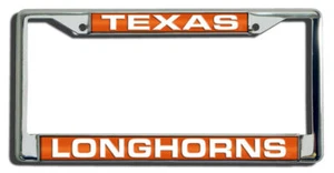 Texas Longhorns License Plate Frame Laser Cut Chrome - Picture 1 of 1