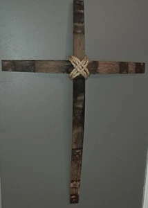 Vintage Oak From A Bourbon Barrel Turned Into A Jesus Cross. Crucifix. Large 3' - Picture 1 of 4