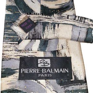Pierre Balmain Paris Hand Made in Korea 100% Silk Tie Black White Grey Classic - Picture 1 of 8