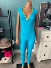 By The Beach Rio Bright Blue With Neon Green Trim One Piece Bodysuit Size M