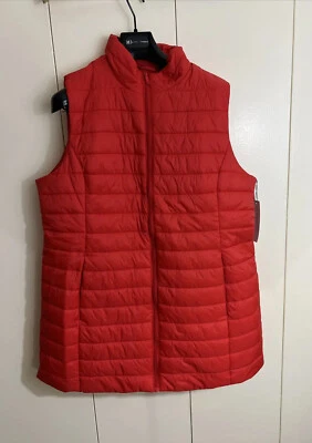 Chaleco acolchado acolchado de longitud media con bolsillos Liz Claiborne para mujer talla XXL rojo Foto 1 de 4