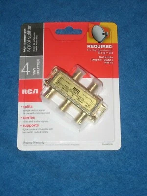 RCA DH44SPR 3GHz Digital Plus 4-Way High Bandwidth Satellite HDTV Coax Splitter - Image 1 of 2