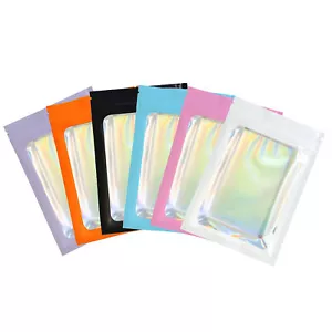 100 Bolsas Iridiscentes Color Brillante, Bolsas Holográficas con Cremallera de Lámina con Ventana Transparente - Imagen 1 de 15