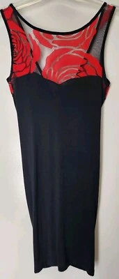 Vestido midi ceñido al cuerpo negro y rosa camafeo espalda ahumada talla mediana  Foto 1 de 4