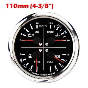 W PRO 110mm Multifunción Temperatura del Agua °C Presión de Aceite BAR Nivel de Combustible 240-33 Voltios - Imagen 1 de 7