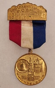 1947 PATRIOTIC SONS of AMERICA Philadelphia Convention Delegate Medallion - Picture 1 of 3