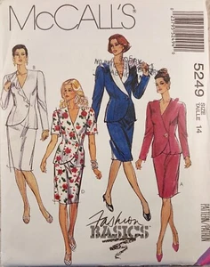 McCALLs 5249 Vtg 90s DRESS two-piece Jacket Skirt fitted 14 UNCUT Sew Pattern - Picture 1 of 7