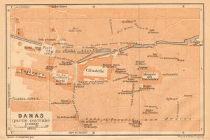 Damaskus Zentrum antik Stadtplan. Syrien 1912 alte Kartenkarte - Bild 1 von 1