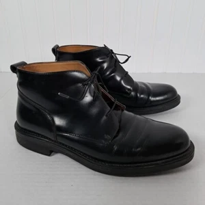 VTG Bostonian Strada Chukka Boots Mens 8 Black Leather Ankle Lace Up Italy 90s - Picture 1 of 11