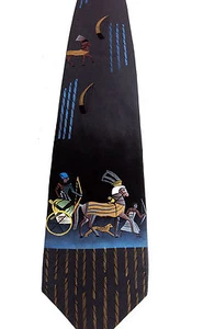 Men Silk Necktie Novelty Art Tie Gladiator Warrior Hand Painted  - Picture 1 of 11