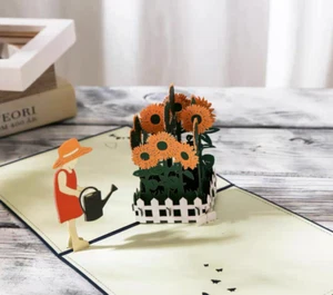 3D Pop Up Gartenarbeit Grußkarte für neues Zuhause Geburtstag oder gesund werden - Bild 1 von 2