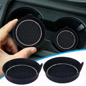 2x Black Car Cup Holder Pad Insert Coaster Anti Slip Mat Protector Accessories - Picture 1 of 12