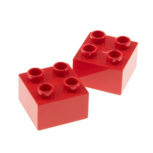 2x Lego Duplo Bau Stein 2x2x1 rot Mauer Wand Eisenbahn 5609 10593 4583321 3437 - Bild 1 von 1