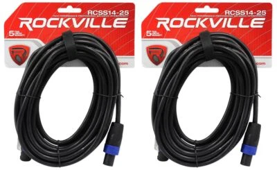 2 кабеля динамика Rockville RCSS1425 25 футов 14 AWG 100% медь Speakon to Speakon Pro - Изображение 1 из 2