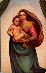 "The Sistine Madonna" by Sanzio Raphael DIVIDED BACK POSTCARD D1 - Picture 1 of 2