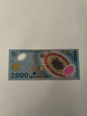 Billete de polímero conmemorativo rumano de 2.000 Lei 2000 sin circular Foto 1 de 2