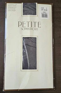 Petite Sophisticate Pantyhose Off Black Control Top Sandalfoot Size A Sheer - Picture 1 of 2