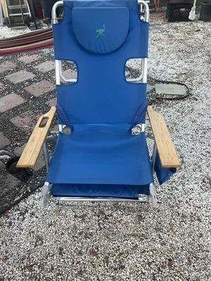 Ostrich Original 3N1 Lightweight Outdoor Beach Lounge Chair with Footrest, Blue - Image 1 of 4
