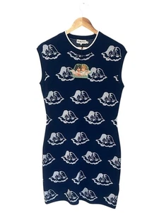 Women’s Fiorucci Dress Intarsia Angels Jacquard Knit Sleeveless Navy XL RRP £250 - Picture 1 of 17