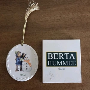 Berta Hummel Christmas Ornament Perfect Fit 2002 Boy with Snowman Goebel w/ box - Picture 1 of 6