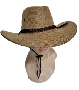 Cowboyhut braun aufgesetzt leicht Canvas Twist Seil Detail Sonnenschutz Western - Bild 1 von 9