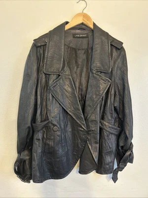 Chaqueta Blusa LANE BRYANT Negra Cuero Genuino Arrugado 18/20** Sin Etiqueta de Talla Foto 1 de 4