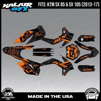 Kit de gráficos para KTM 85SX 105SX SX85 SX105 (2013-2017) Cyrus Series-Orange Shift Foto 1 de 4