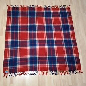 Wool O The West 52" x 58" Blanket Red Plaid w/Fringe Outdoor Vintage 100% Wool - Picture 1 of 7