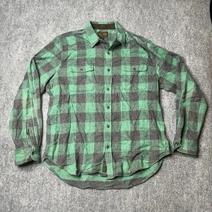 Camisa de franela elástica Lucky Brand Saturday para hombre L verde a cuadros calce clásico - Imagen 1 de 14