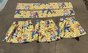 Vintage Raggedy Ann & Andy 3 Pleated Curtain Panels & 2 Valances Ruffled Gingham - Picture 1 of 12