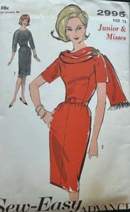 FAB VTG 1960’s Advance Pattern #2995 Sheath Dress W Scarf Sz 12 UNCUT - Picture 1 of 2