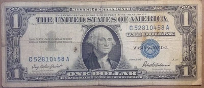 Heavily Circulated US Currency 1957 $1 Silver Certificate Banknote C52810458A - Image 1 of 2
