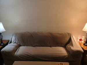 Used Sofa Cover Slipcover Beach Tan Size Stretch Furniture Cover - Picture 1 of 3