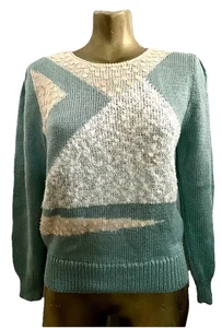 ILLUSTRATIONS Vintage 80er Jahre Pullover PULLOVER mit Pailletten verziert Größe S - Bild 1 von 9