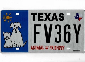 TEXAS license plate "FV36Y" ***MINT***ANIMAL FRIENDLY*** - Picture 1 of 1