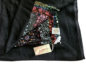 $378 JOHNNY WAS THROW BLANKET CHIARA 50X70 REVERSIBLE BLACK NWT - Picture 1 of 6