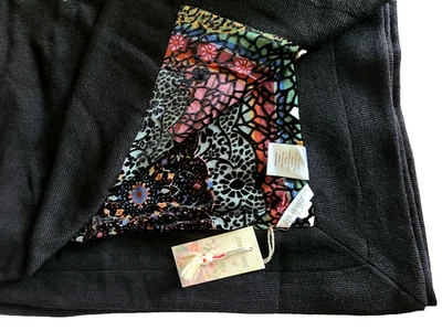 $378 JOHNNY WAS THROW BLANKET CHIARA 50X70 REVERSIBLE BLACK NWT - Image 1 of 4
