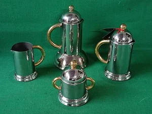 SET CAFFETTIERA LATTIERA ZUCCHERIERA INOXPRAN ORCHIDEA 6/3 TAZZE VINTAGE. CY78 - Picture 1 of 16