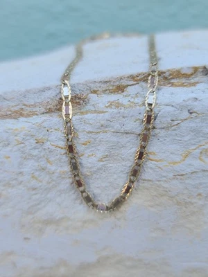 VTG 10k Solid Gold Tri-Gold Valentino Chain Anklet 10"x2.5mm Signed Italy 2.39gr - Image 1 of 4