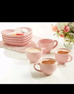 Princess House MARBELLA Petite Coffee Mugs (4) And Heart Appetizer Plates (4) - Picture 1 of 1