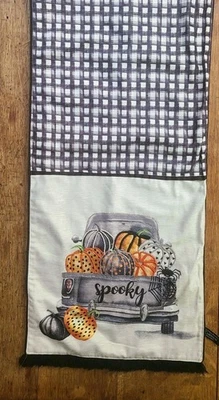 Cynthia Rowley CURIOUS Spooky Table Runner Halloween Fall Autumn Truck 16 x 72 - Image 1 of 4
