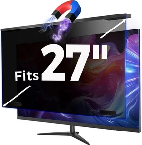 Magnetic 27" Computer Privacy Screen 16:9 Blue Light Filter Anti-Glare Shield - Picture 1 of 13