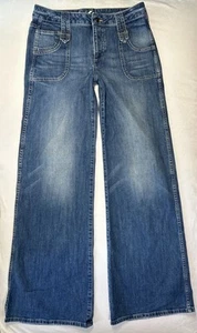 Juicy Couture Extreme Flare Jeans Womens 30 (30x32.5) Contemporary Blue Boho - Picture 1 of 16